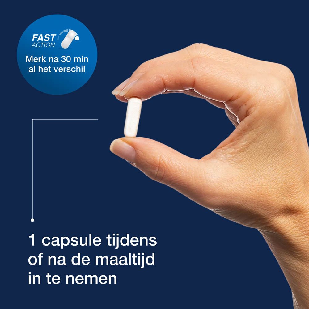MetaDigest Lacto-verpakking. Blauw-witte doos met productnaam en 45 capsules.