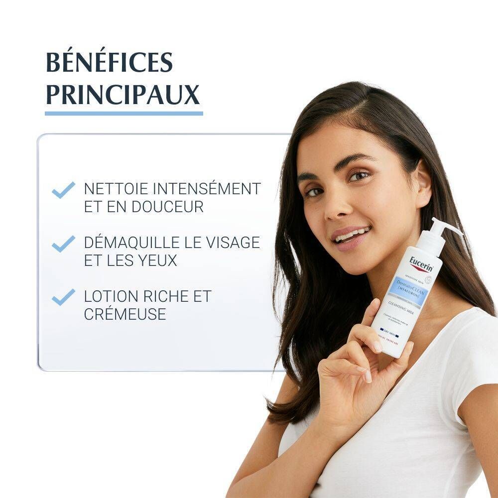 Eucerin DermatoCLEAN [Hyaluron] Lait Démaquillant Peau Sèche et Sensible
