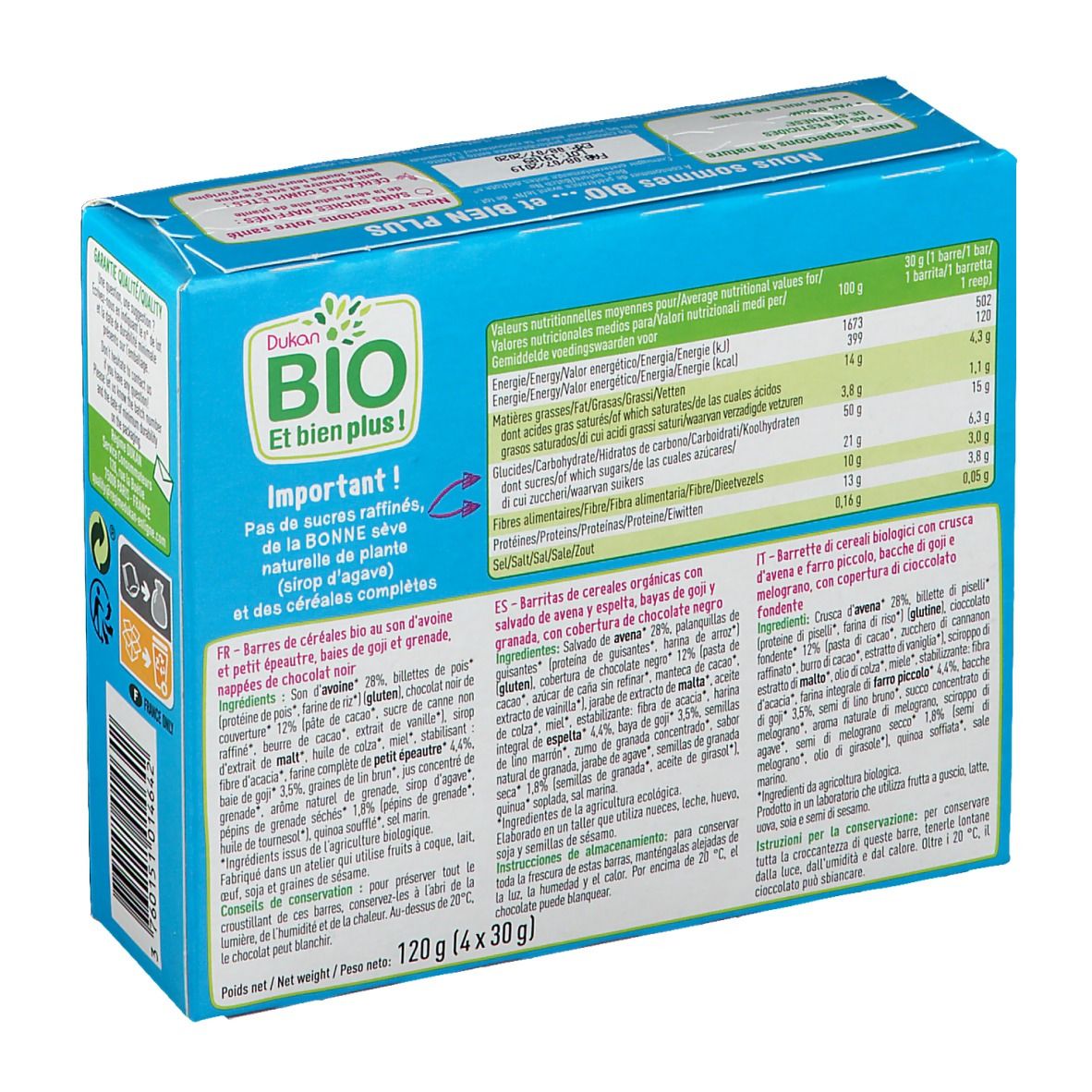 Dukan Barres Baies de Goji-Grenade-Chocolat Noir Bio