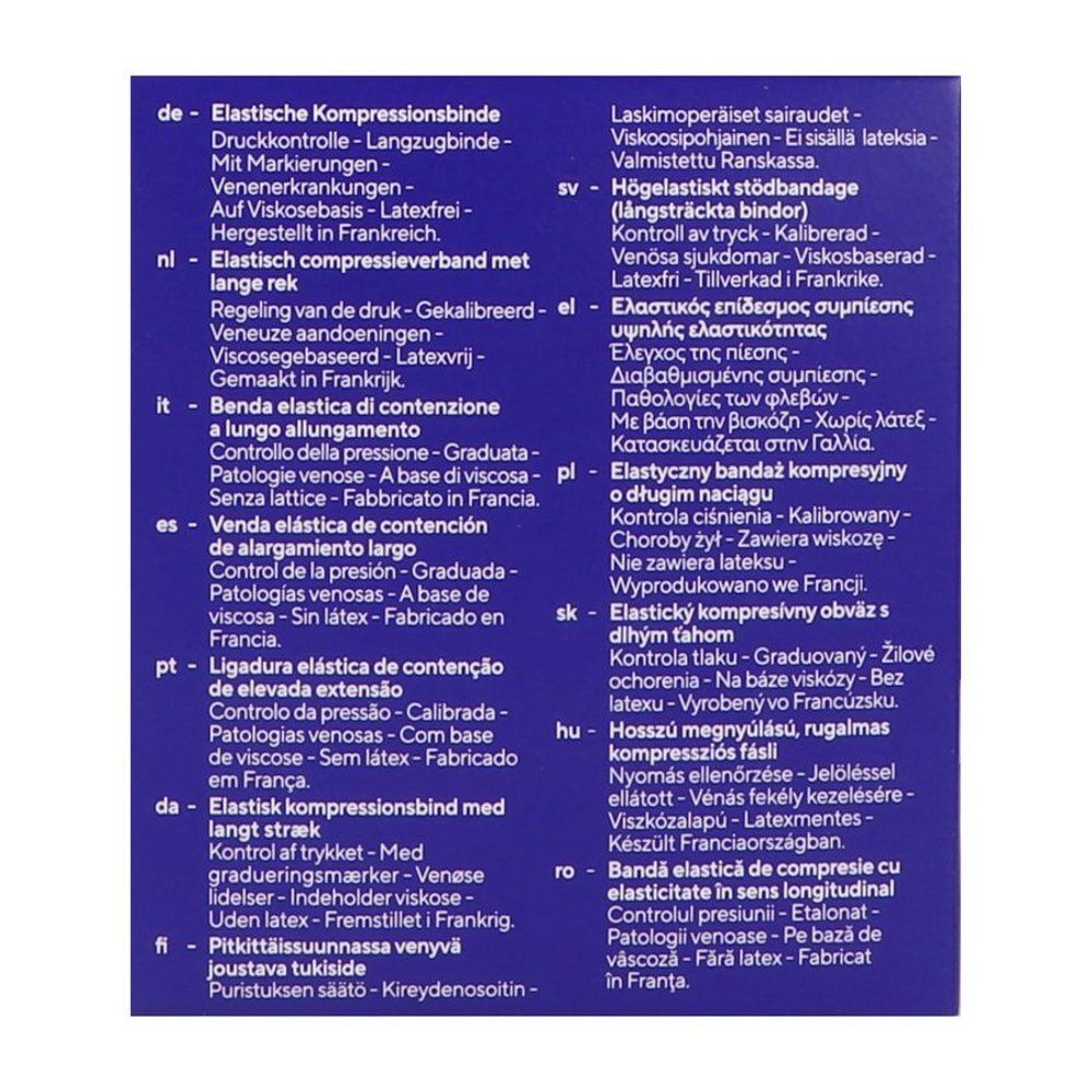 Dos de l'emballage avec textes multilingues. Contient des traductions des informations produit en différentes langues.