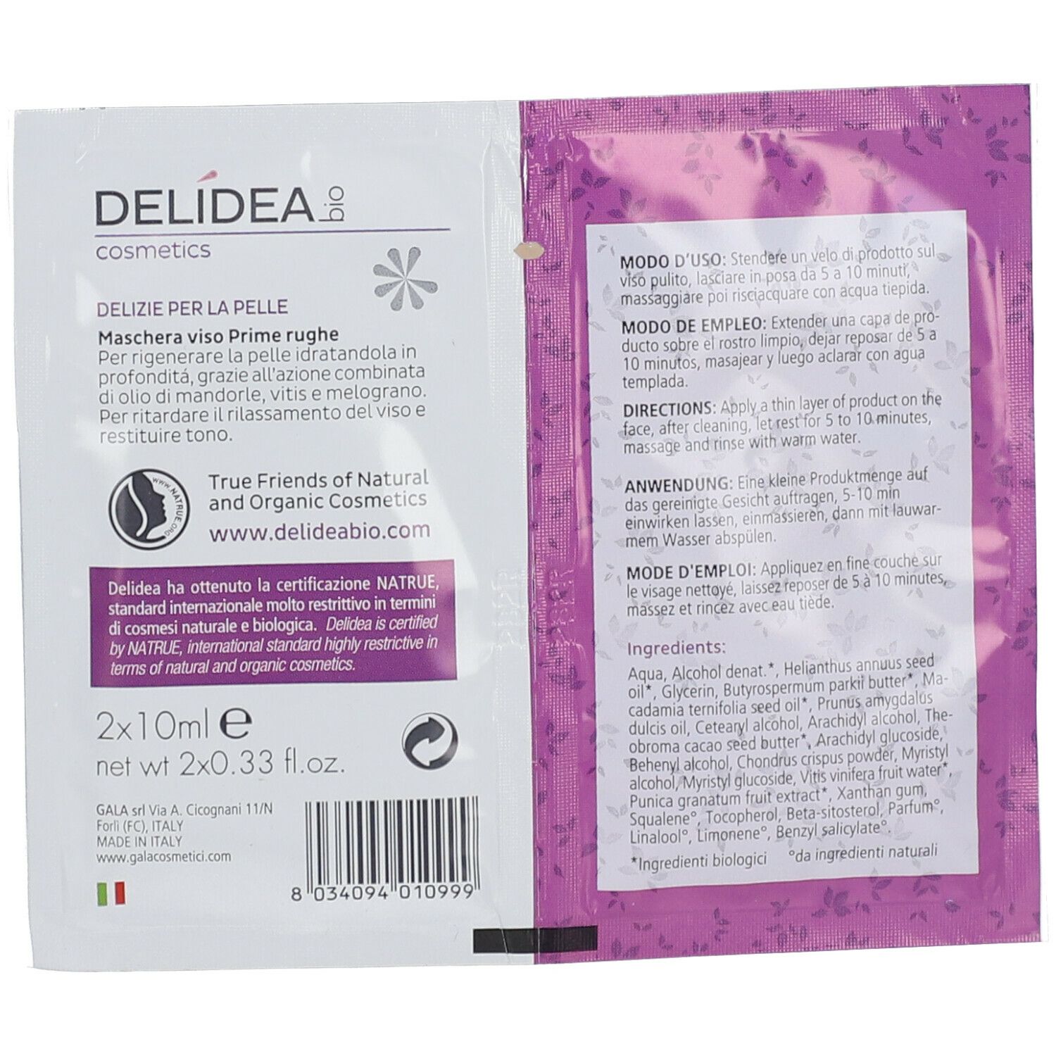 Delídea Cosmetics First Wrinkels Face Mask Bio