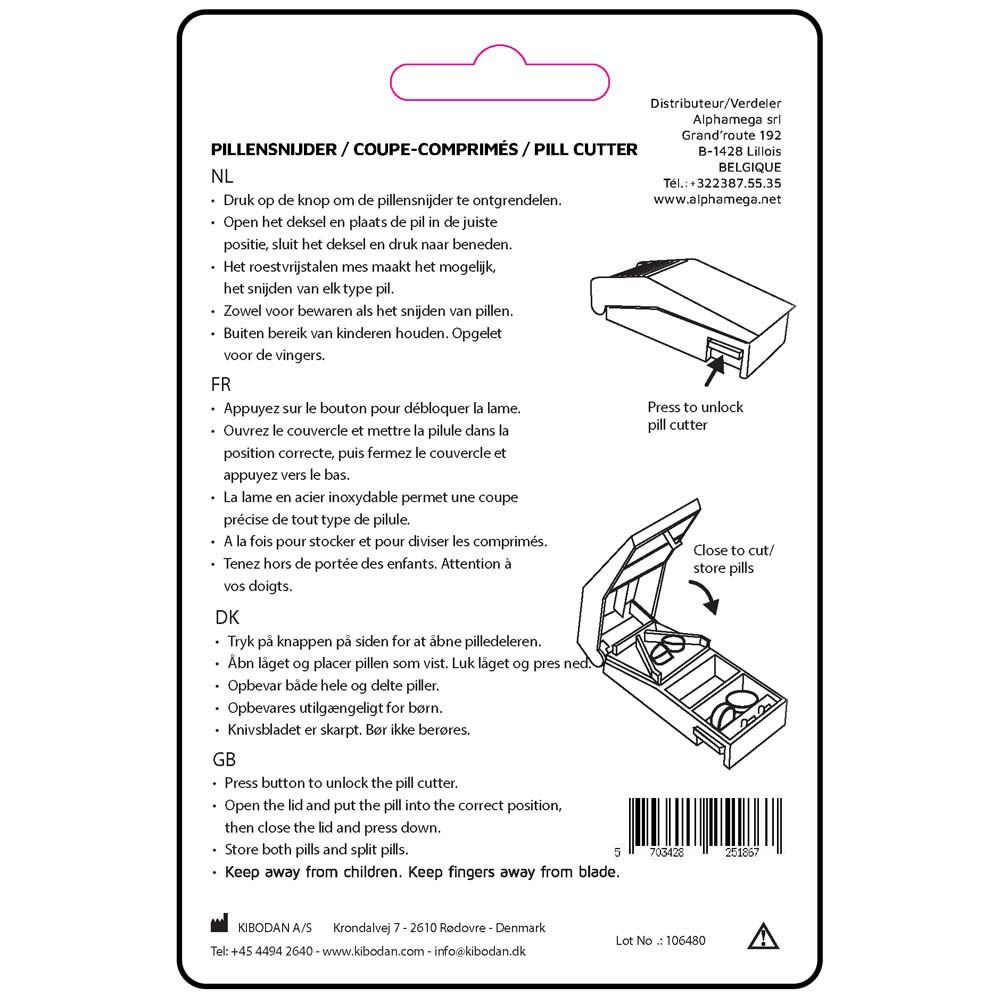 Dos de l'emballage avec instructions multilingues. Contient des illustrations.