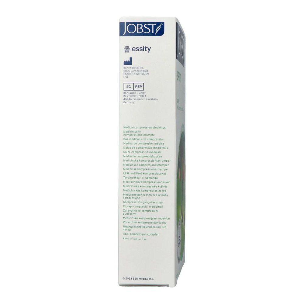 Arrière de l'emballage des bas de compression JOBST Sport avec illustration des jambes, fonctions et pointe sans couture.