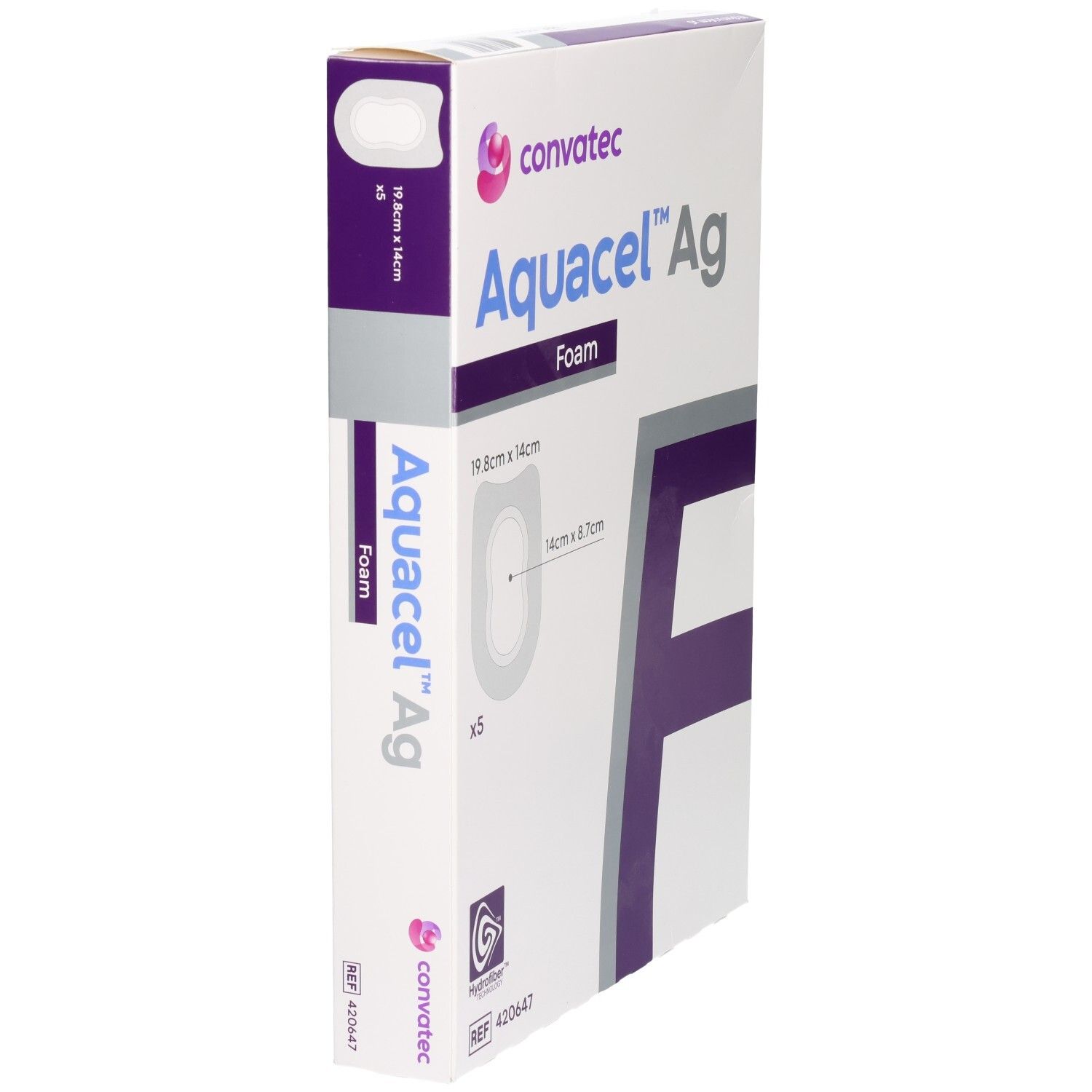 ConvaTec Aquacel Ag Foam pansement, 19.8cm x 14cm.