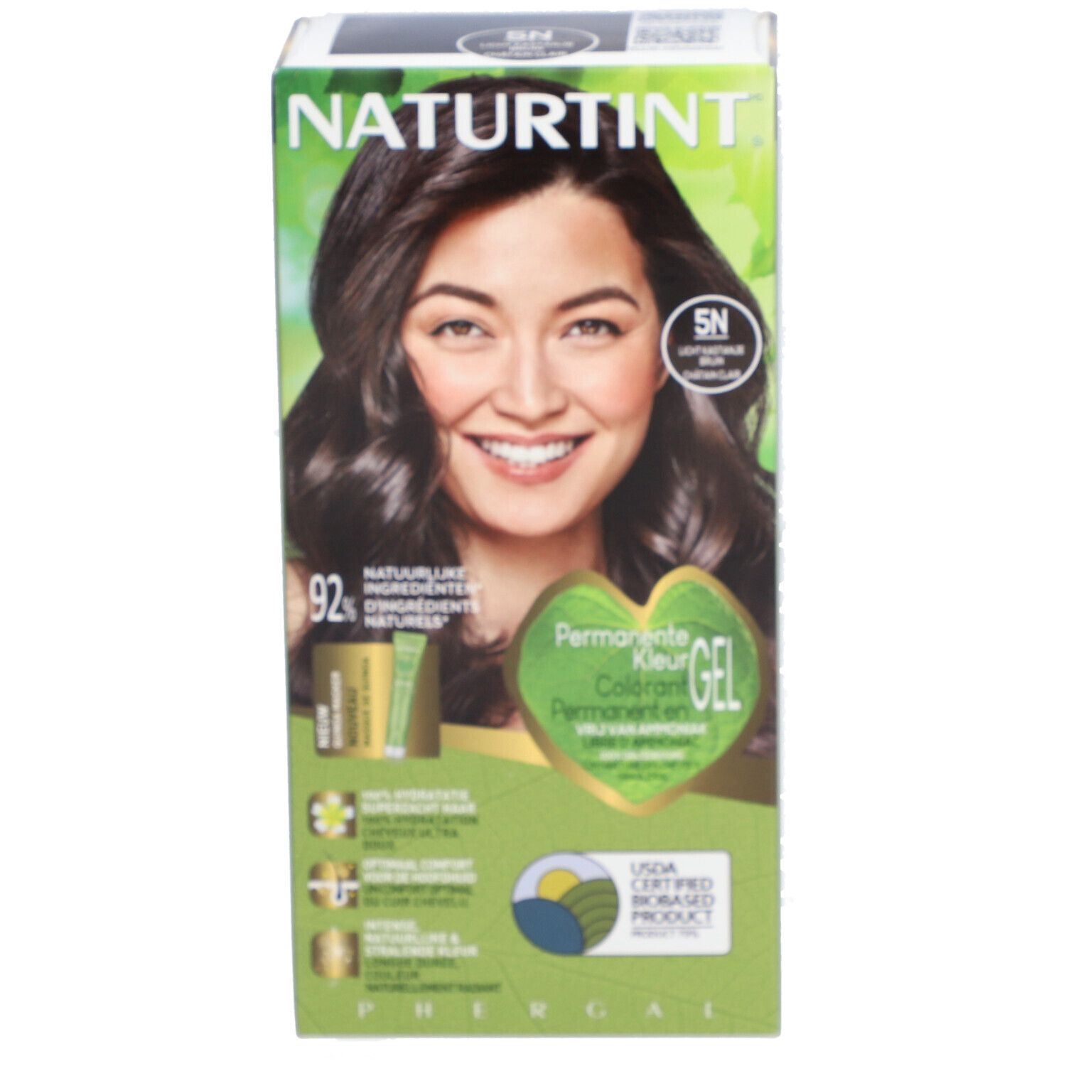 Naturtint Permanente Haarkleuring Licht Kastanjebruin 5N