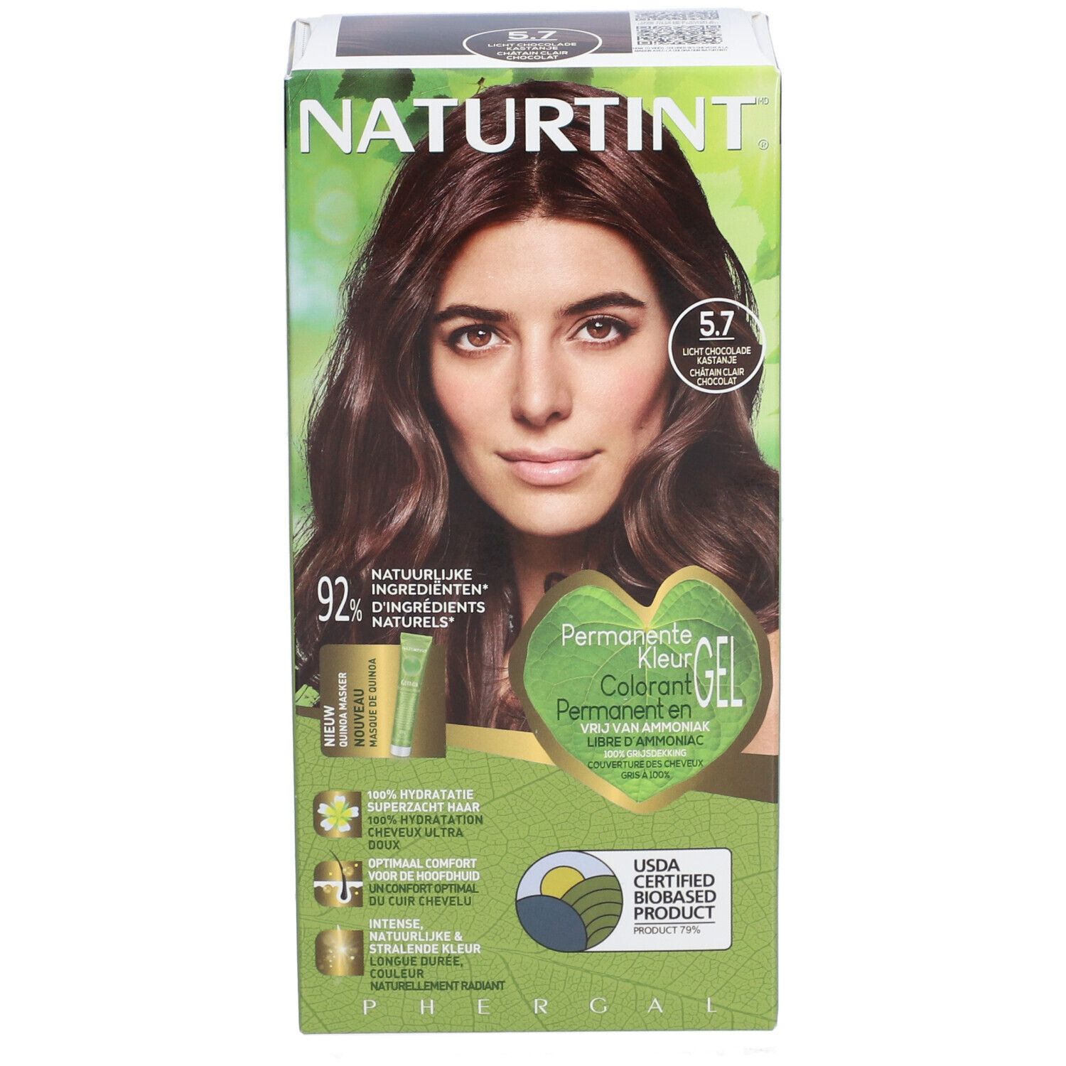 Naturtint Permanente Haarkleuring Licht Chocolade Kastanje 5.7