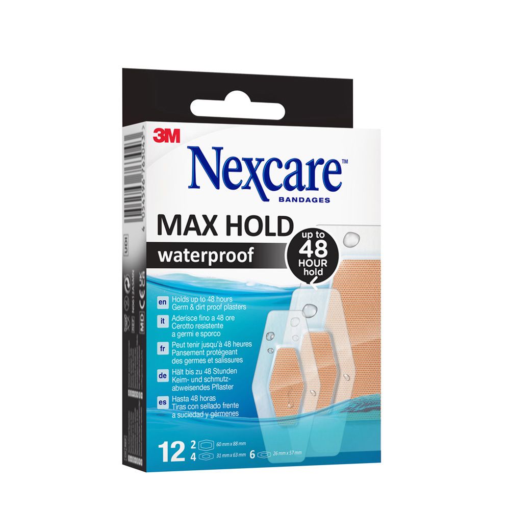 Een arm met een Nexcare Max Hold waterproof pleister op de elleboog. Persoon aan het klimmen.