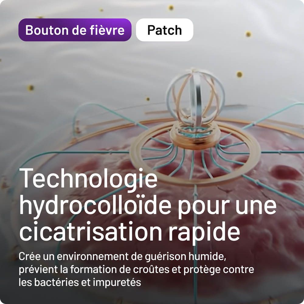 Technologie hydrocolloïde pour une cicatrisation rapide. Image: Lèvre avec patch.