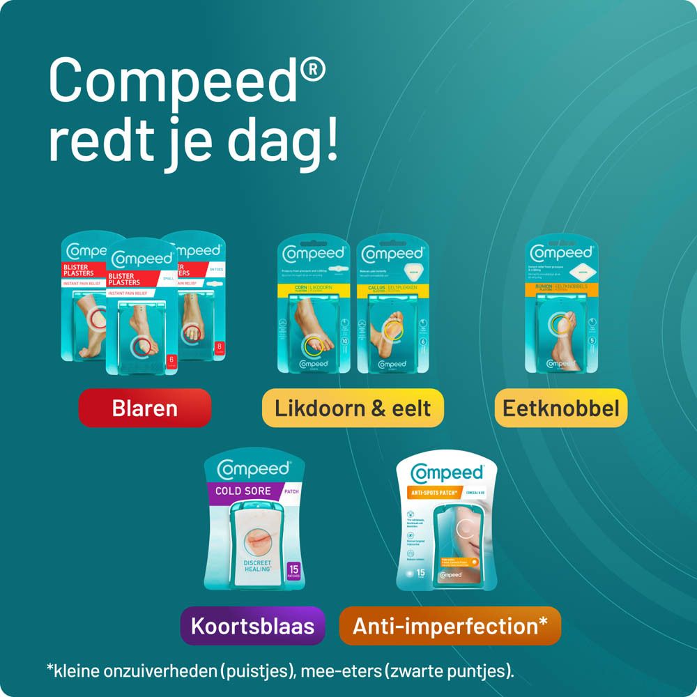 Compeed®-verpakking met 15 pleisters voor koortslip. Met applicator.