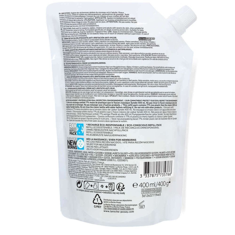 La Roche-Posay Lipikar Syndet AP+ Wascrème Navulling