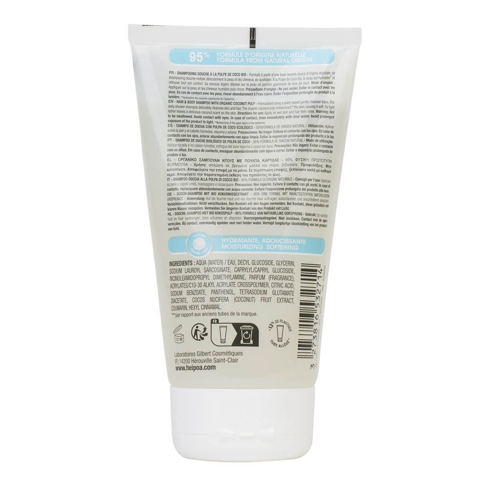 Achterkant van een witte tube. Tekst: 95% Formule d'origine naturelle. Ingrediënten en instructies in meerdere talen.