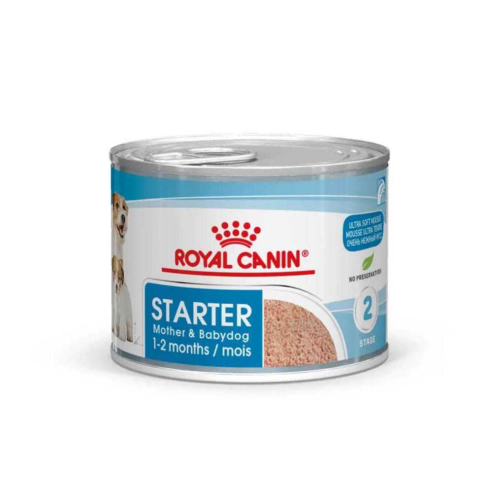 Blik ROYAL CANIN Starter Mousse voor puppy's en zogende teven, 1-2 maanden.