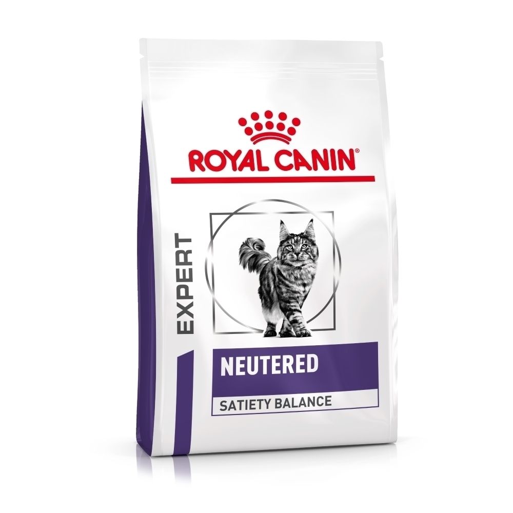 Verpakking ROYAL CANIN® Expert Neutered Satiety Balance kattenvoer met kattenafbeelding.