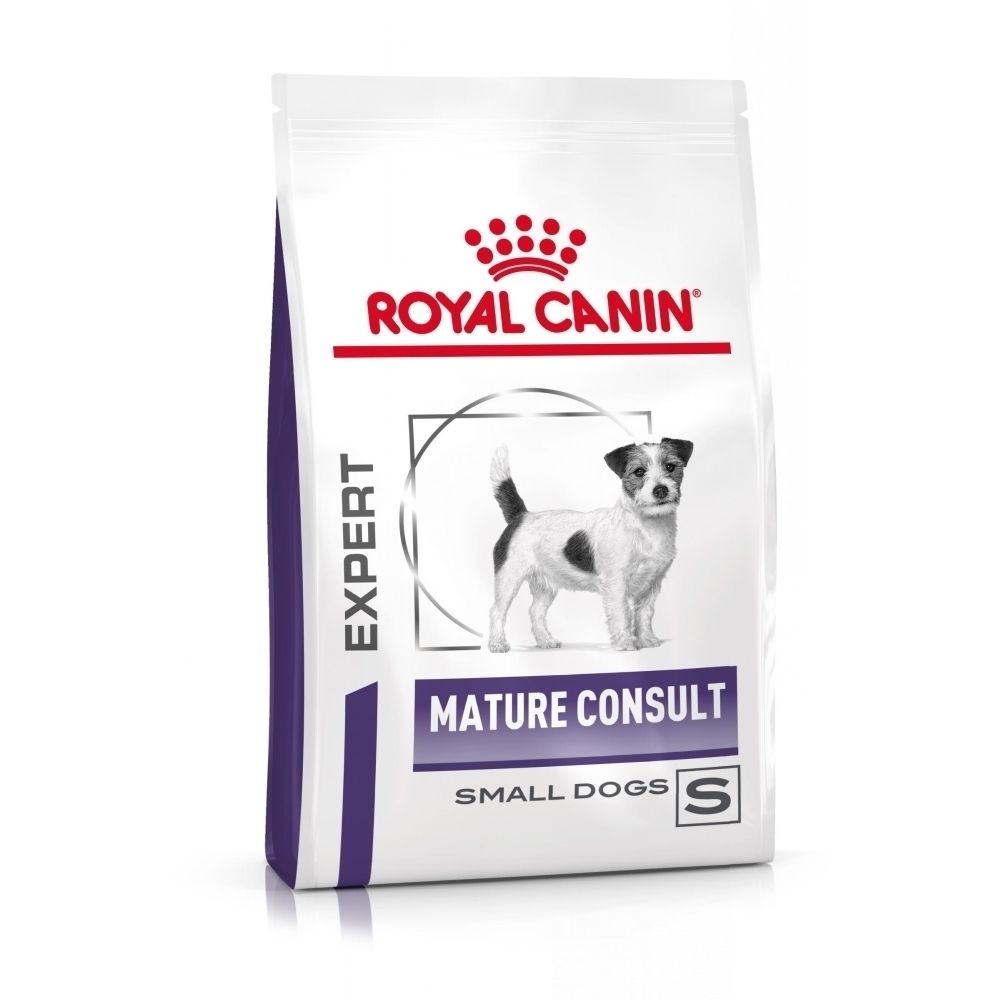 Avant d'un sac de nourriture Royal Canin Mature Consult pour chien.