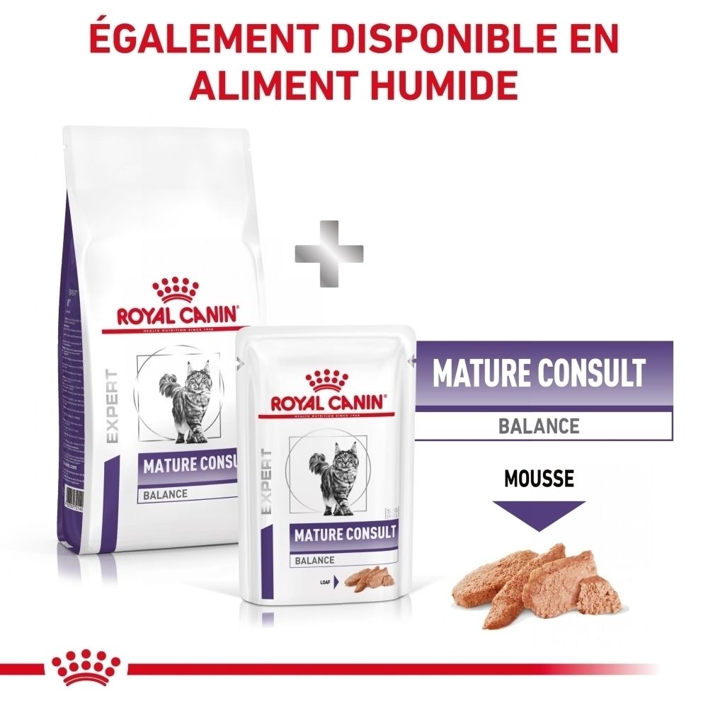 ROYAL CANIN Senior Consult Balance : Combinaison de croquettes et de pâtée pour chats.