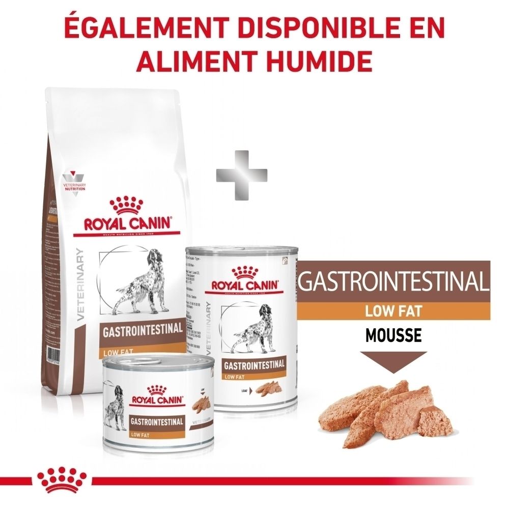 Sac de croquettes Royal Canin Veterinary Gastrointestinal Low Fat.