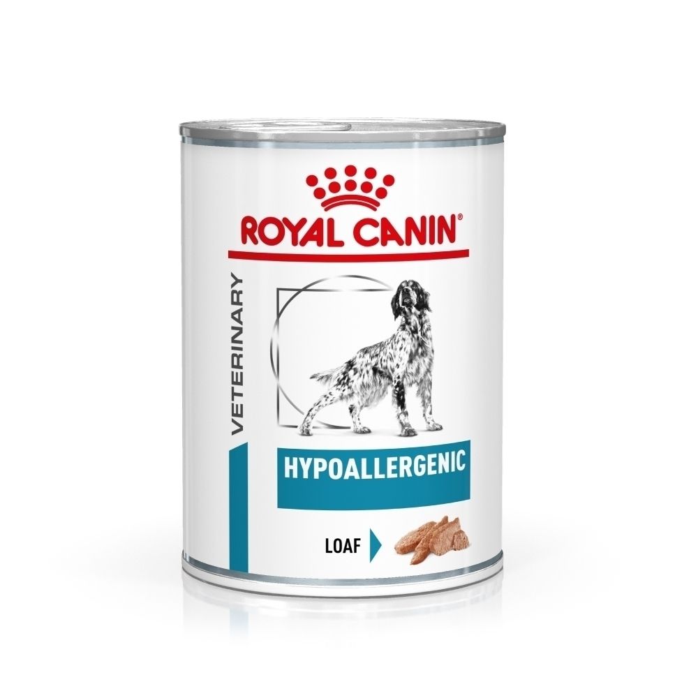 Royal Canin Veterinary Hypoallergenic hondenvoer in blik.