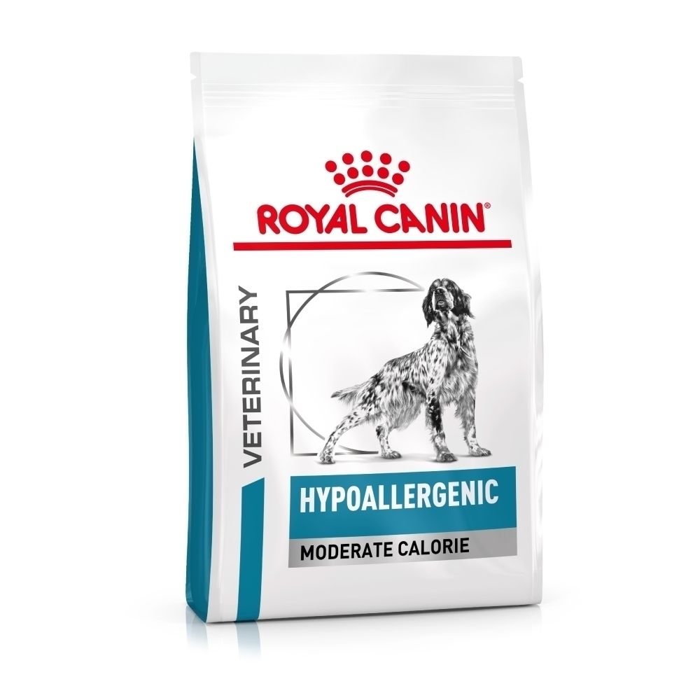 Hondenvoer zak: Royal Canin Veterinary Hypoallergenic Moderate Calorie, 1,5 kg.