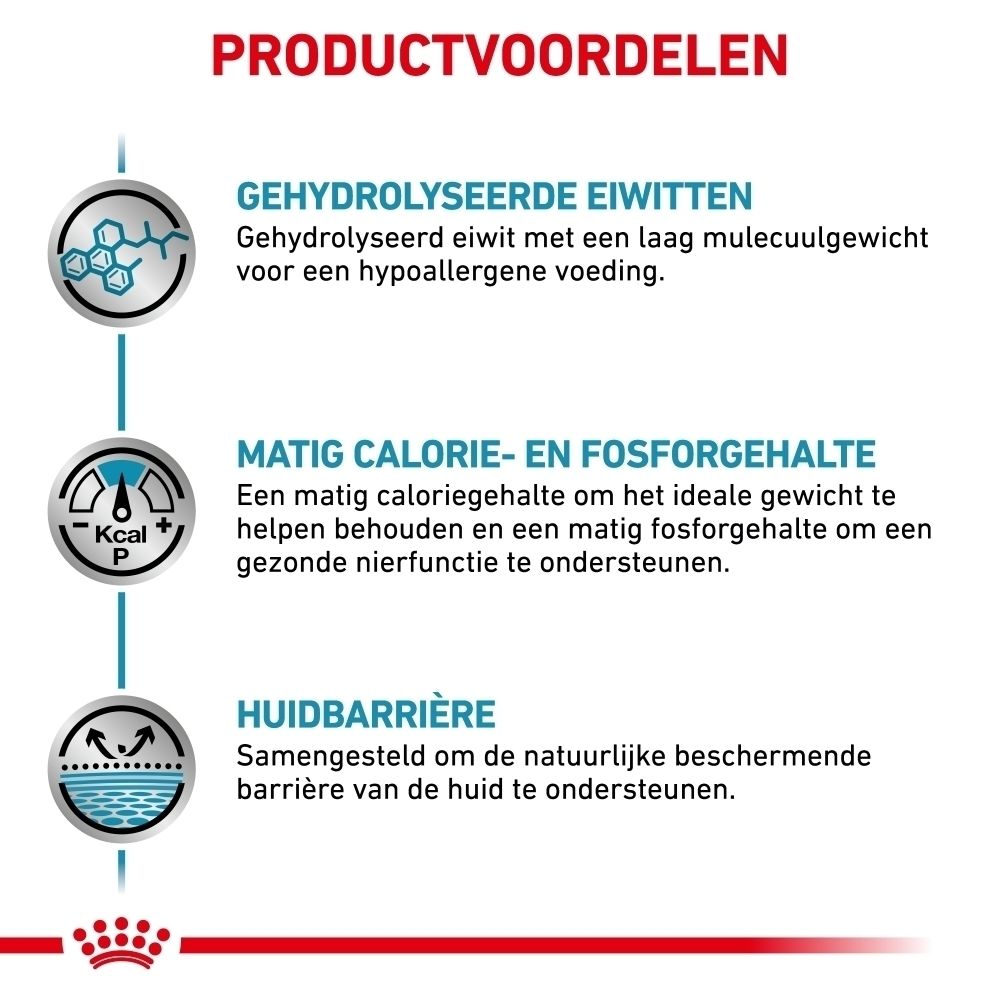 Productvoordelen: Gehydrolyseerde eiwitten, matige calorieën en ondersteuning van de huidbarrière.