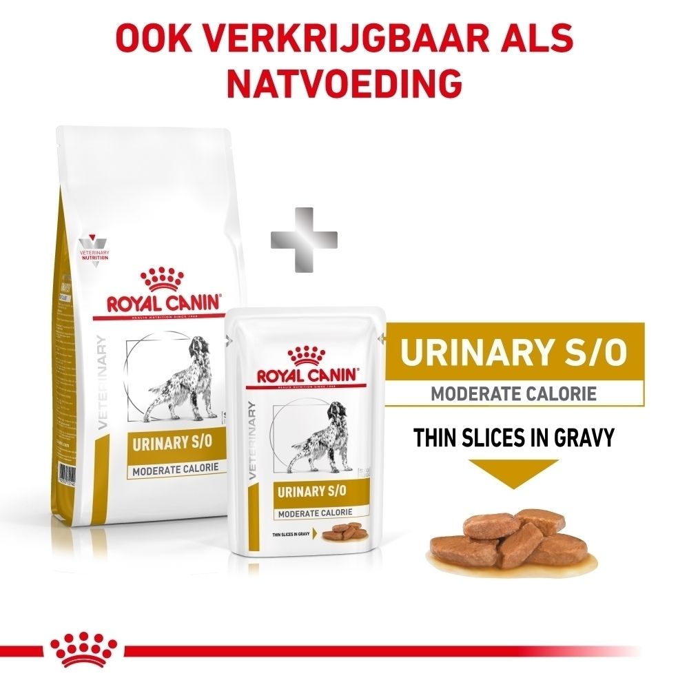 Informatie over de voordelen van Royal Canin Urinary S/O Moderate Calorie hondenvoer.
