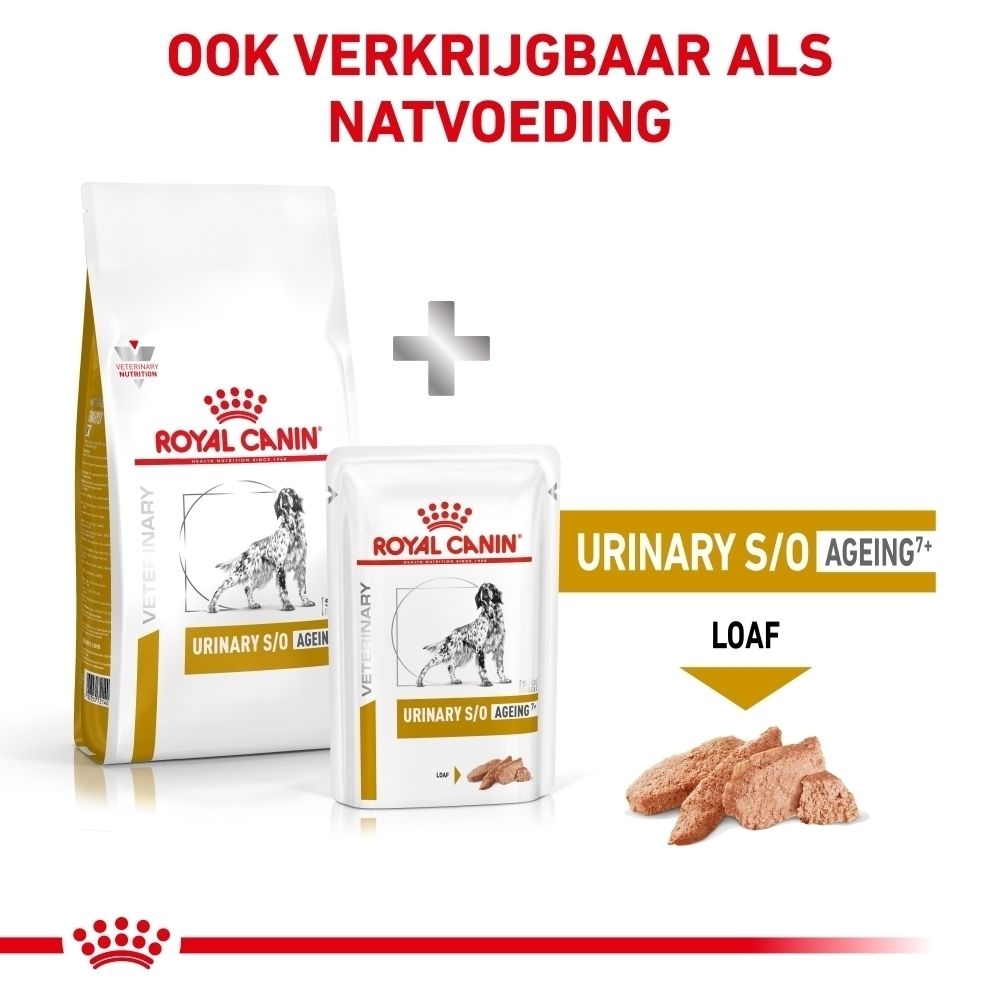 Zak van 3,5 kg Royal Canin VET-Diet Urinary S/O Ageing hondenvoer.