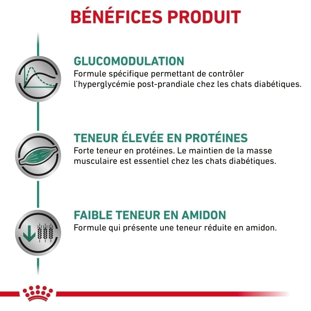 Arrière du sac ROYAL CANIN Veterinary Diabetic avec informations.