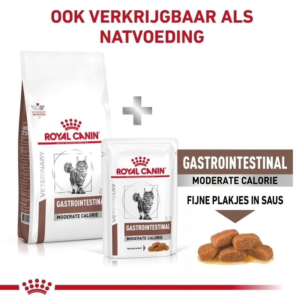 ROYAL CANIN® Gastrointestinal Moderate Calorie droog- en natvoeding voor katten.