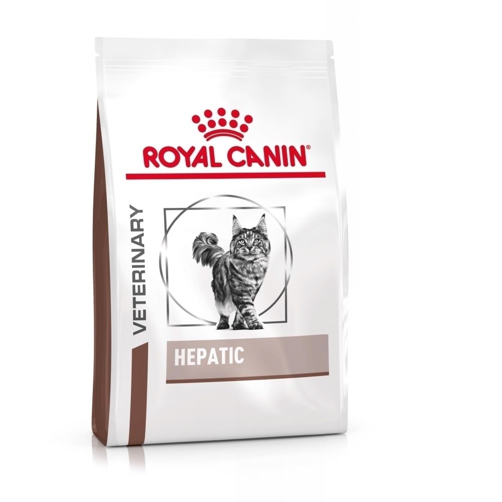 Zak ROYAL CANIN Veterinary Hepatic kattenvoer met kattenafbeelding.