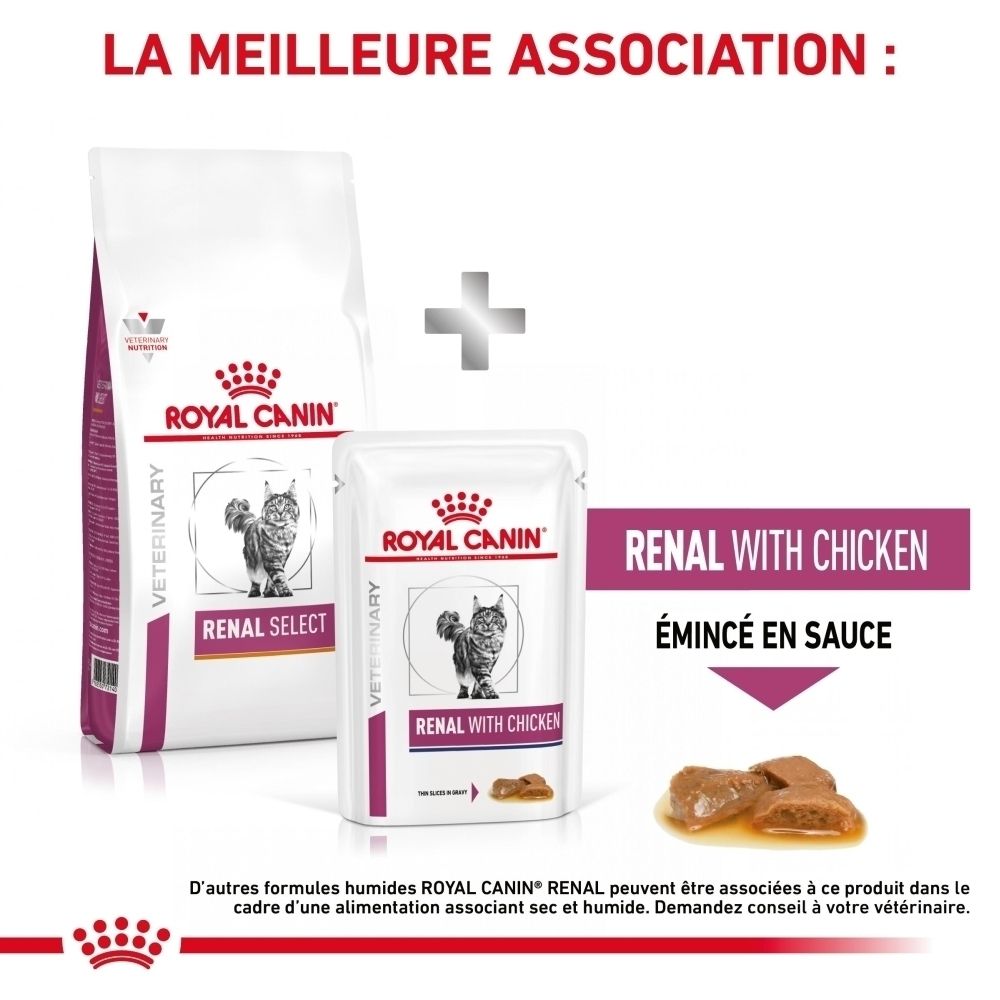 Sac de nourriture ROYAL CANIN Veterinary Feline Renal Select, face avant.