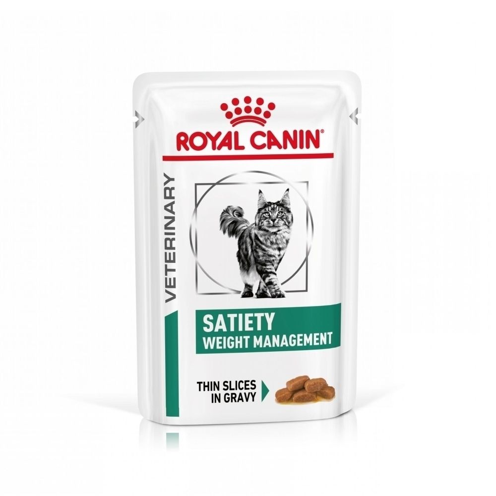 Royal Canin Satiety Weight Management voerzakje met kattenafbeelding.