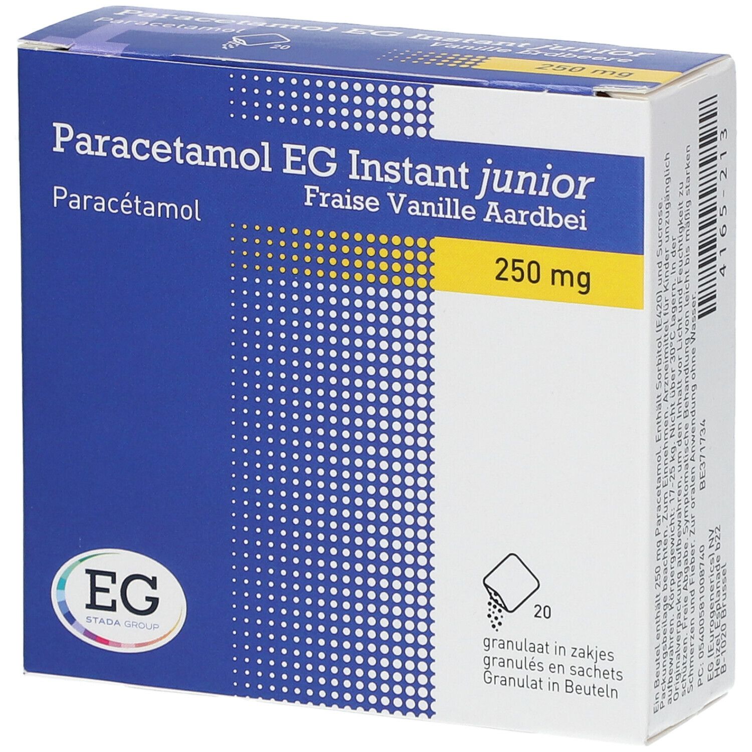 Paracetamol EG Instant Junior 250 mg | Pijn & Koorts | Vanille Aardbei