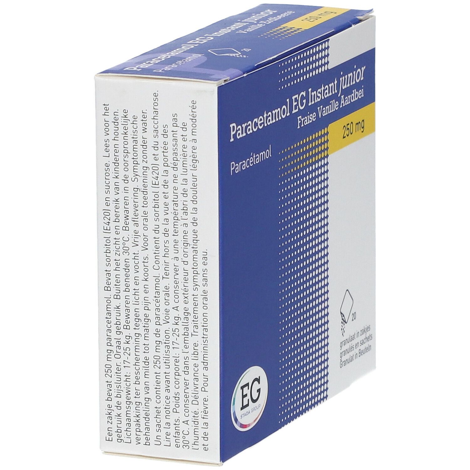 Paracetamol EG Instant Junior 250 mg | Pijn & Koorts | Vanille Aardbei