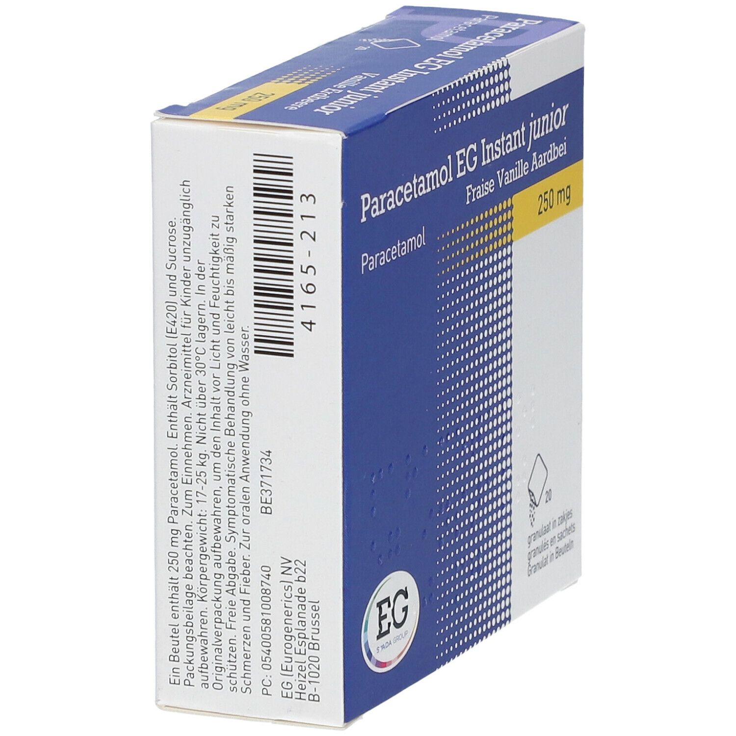 Paracetamol EG Instant Junior 250 mg | Pijn & Koorts | Vanille Aardbei