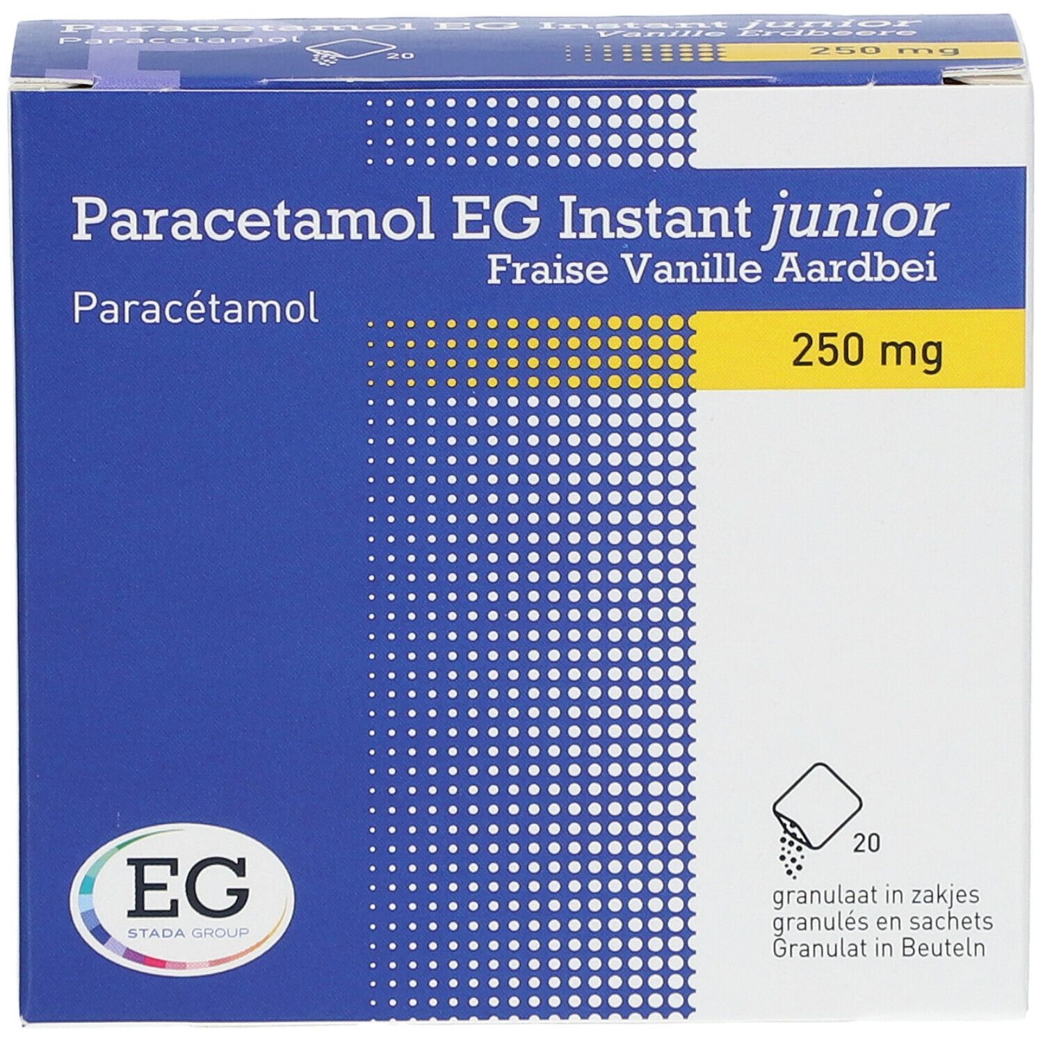 Paracétamol EG Instant Junior 250 mg | Douleur & Fièvre | Vanille Fraise