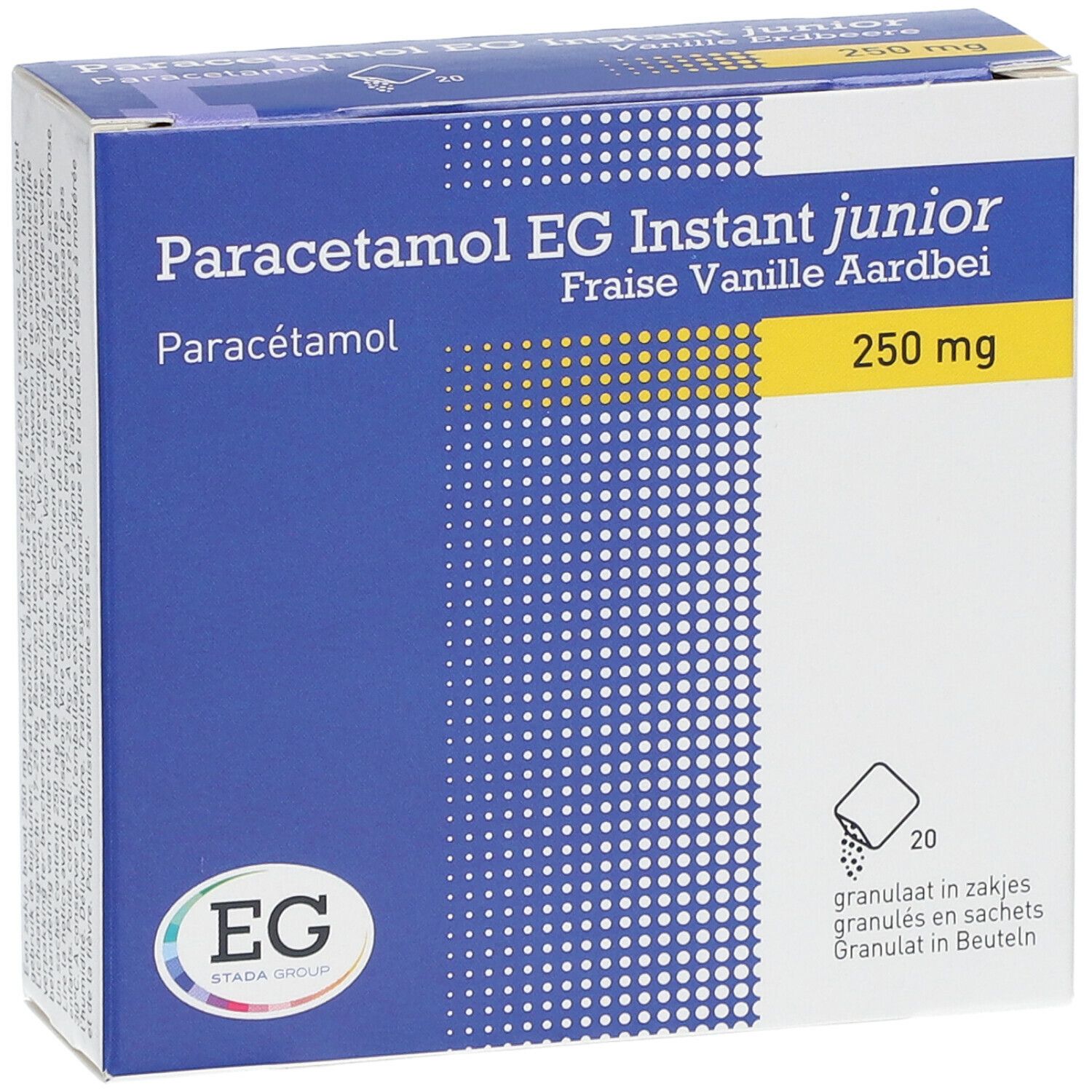 Paracétamol EG Instant Junior 250 mg | Douleur & Fièvre | Vanille Fraise