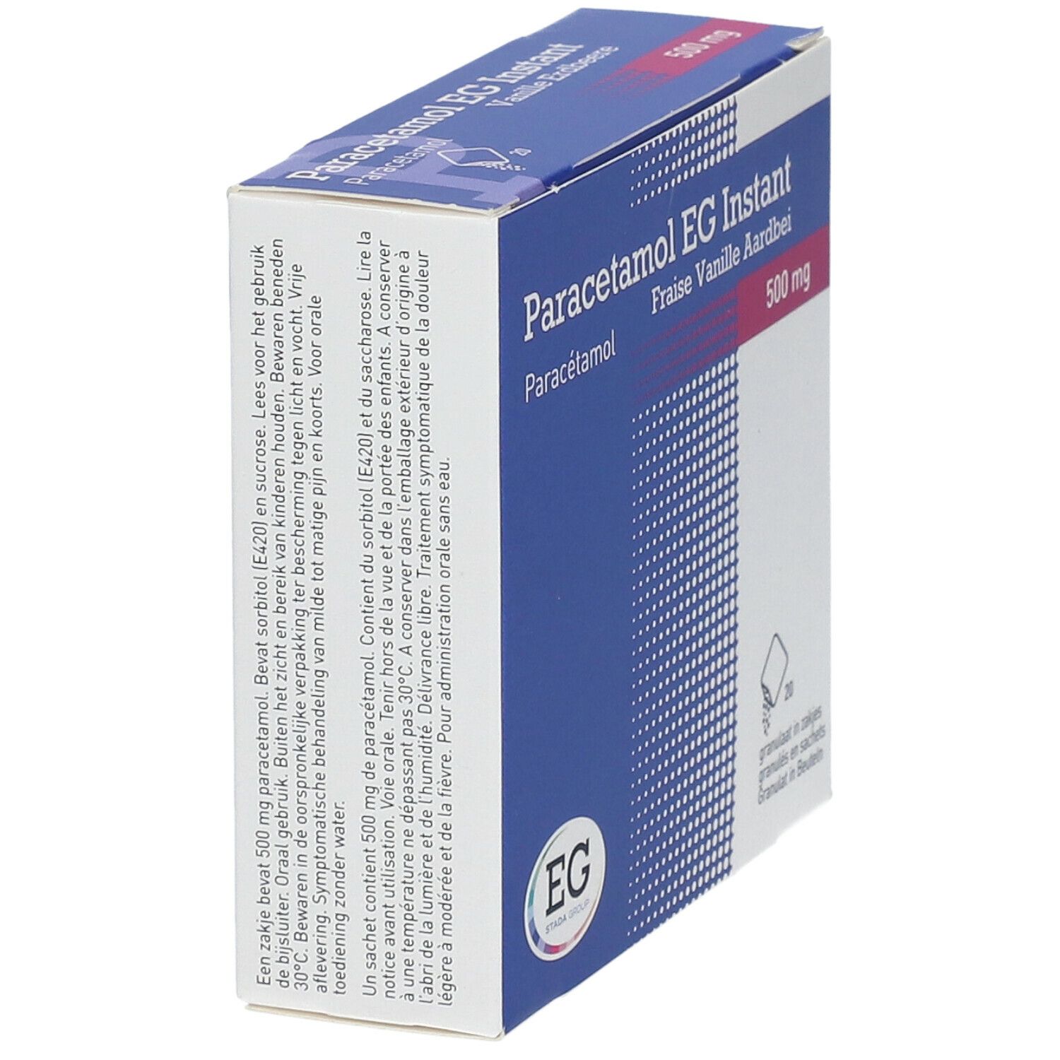 Paracetamol EG Instant 500 mg | Pijn & Koorts | Vanille Aardbei