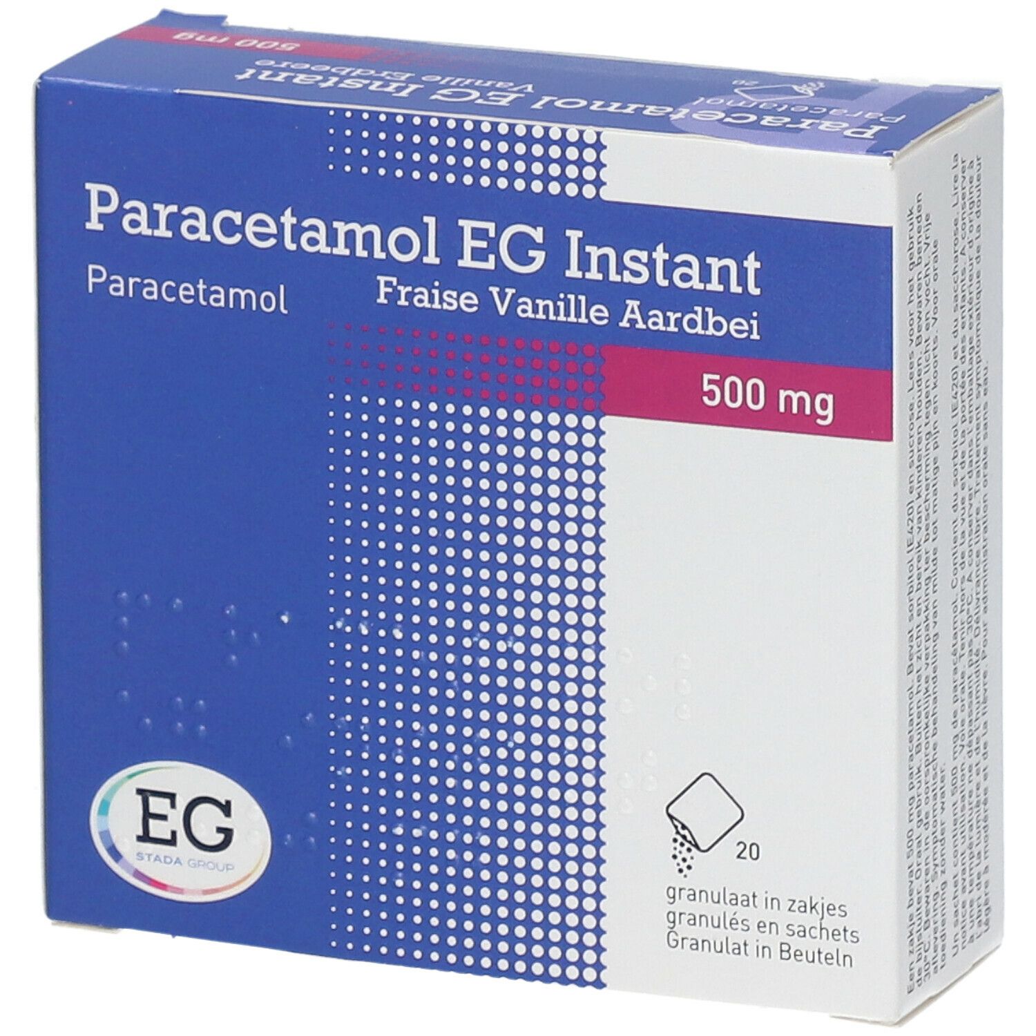 Paracetamol EG Instant 500 mg | Pijn & Koorts | Vanille Aardbei