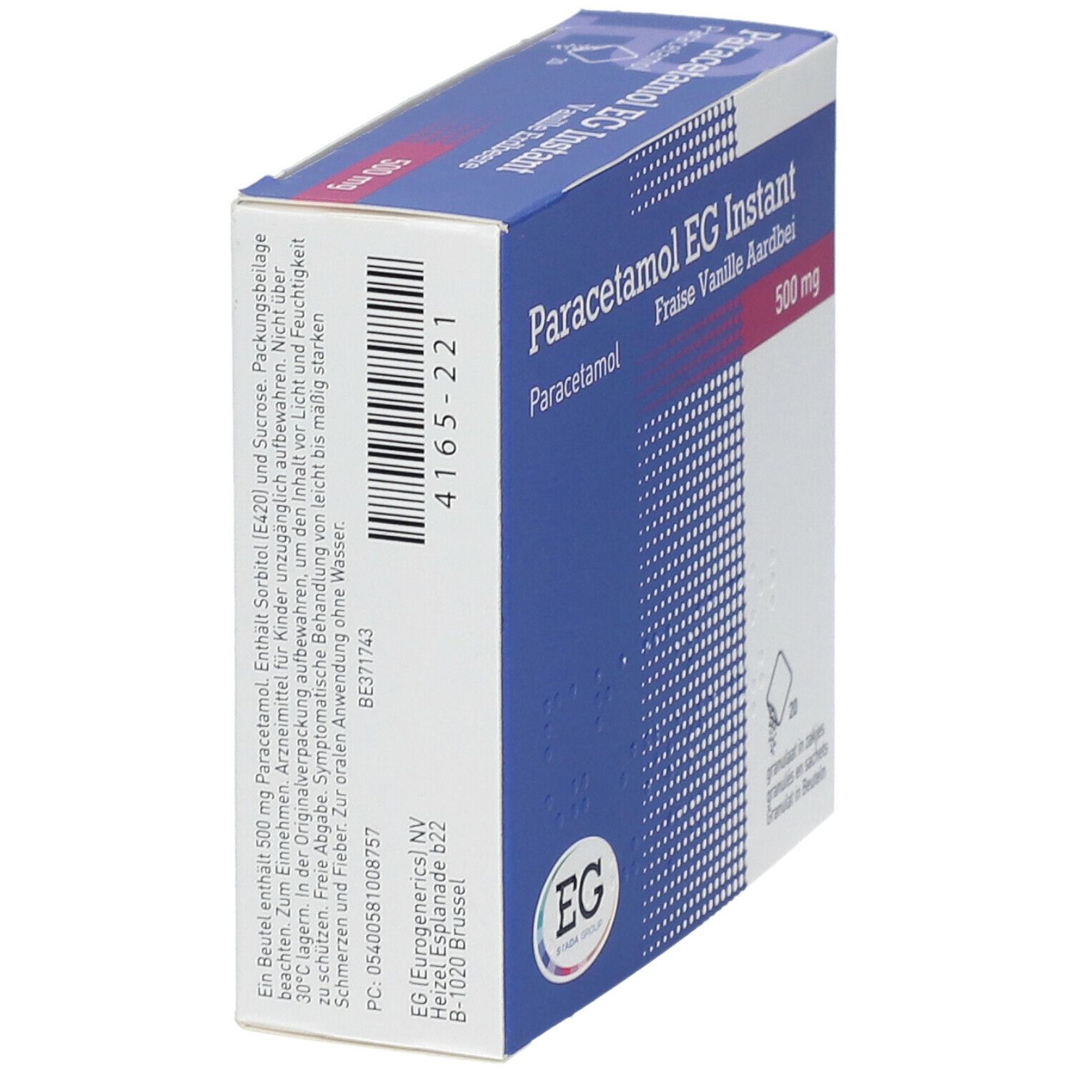 Paracetamol EG Instant 500 mg | Pijn & Koorts | Vanille Aardbei