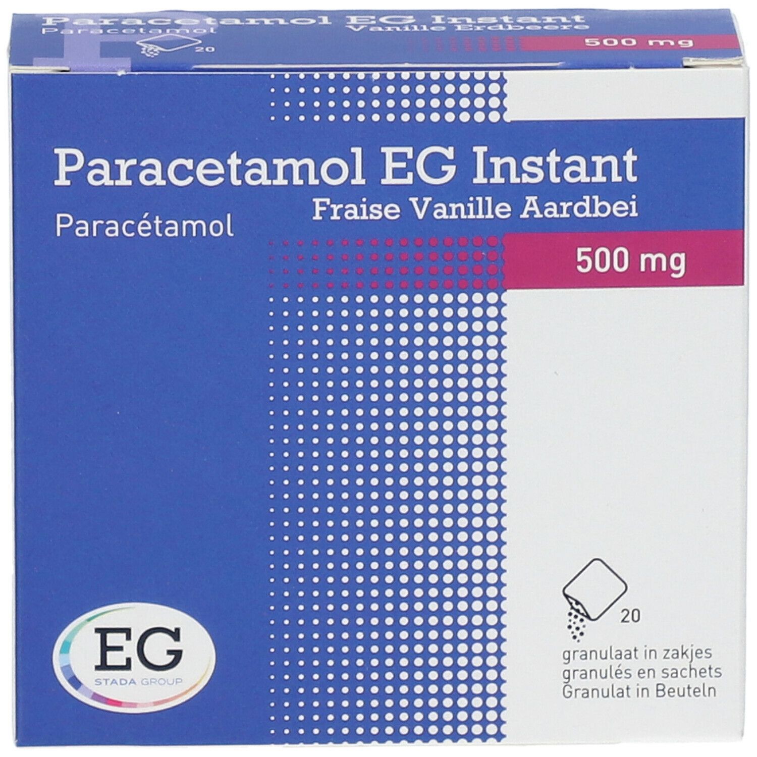 Paracetamol EG Instant 500 mg | Pijn & Koorts | Vanille Aardbei
