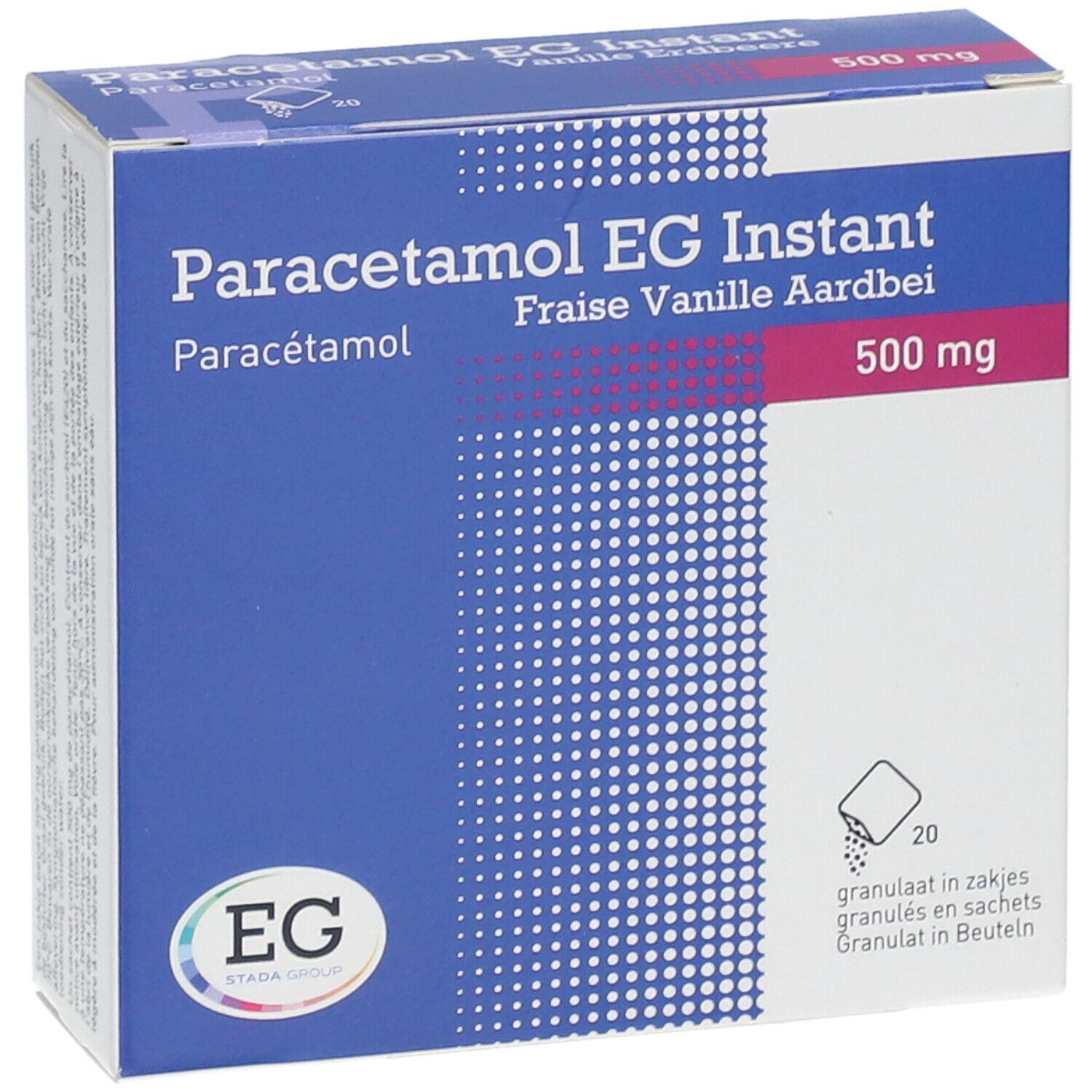 Paracetamol EG Instant 500 mg | Pijn & Koorts | Vanille Aardbei