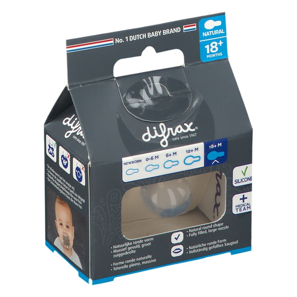 Difrax Fopspeen Clay Natural 18 Maanden+