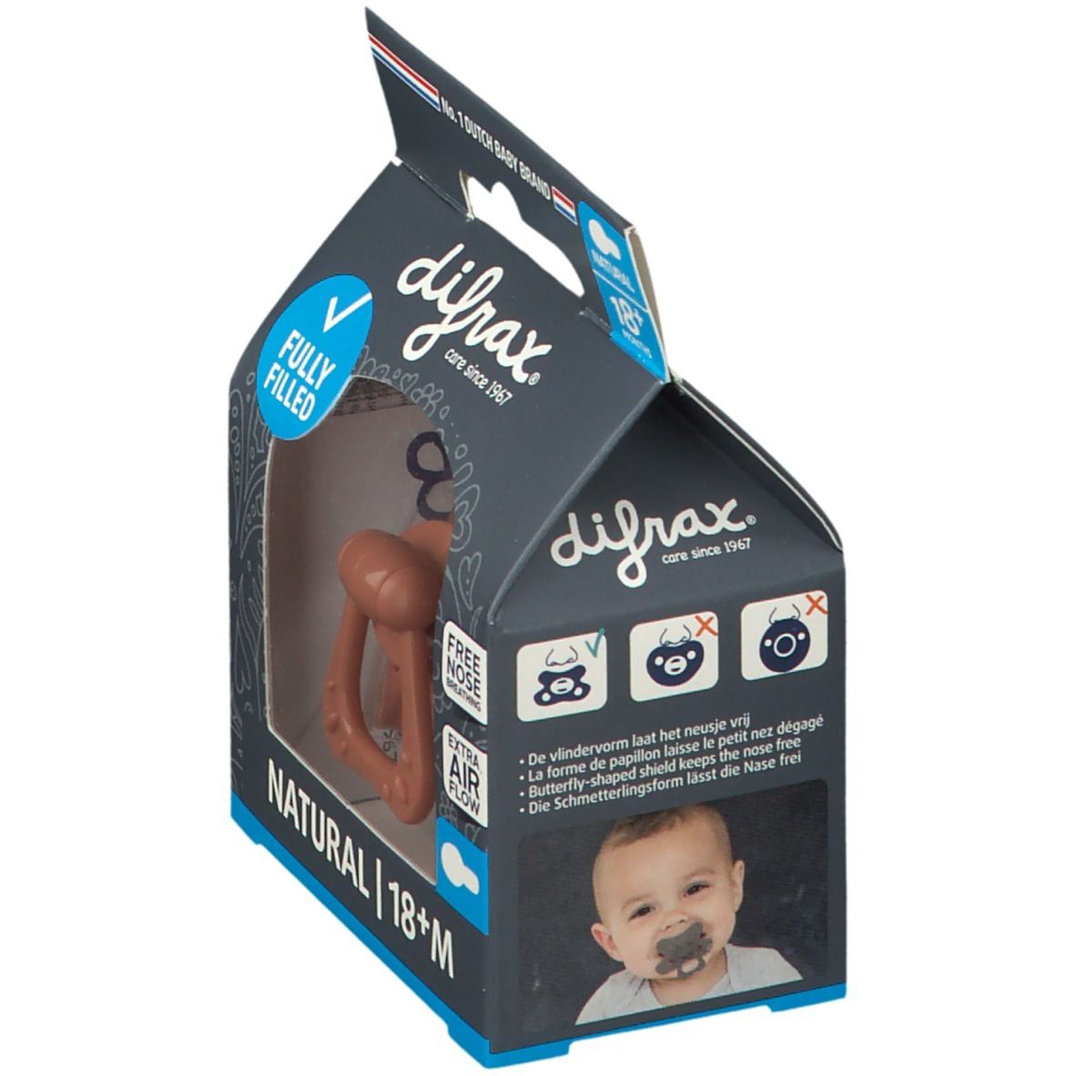 Difrax Fopspeen Brick Natural 18 Maanden+