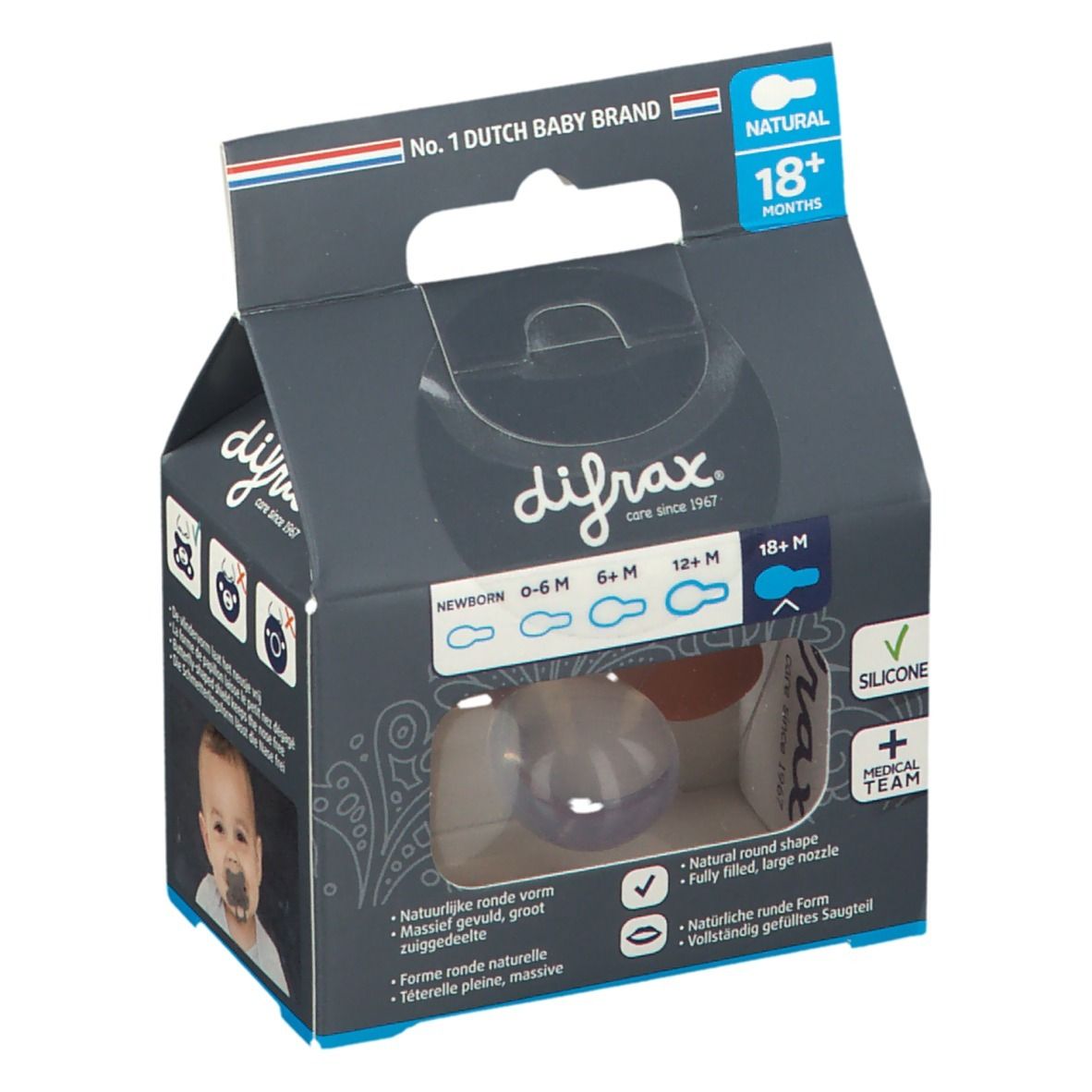 Difrax Fopspeen Brick Natural 18 Maanden+