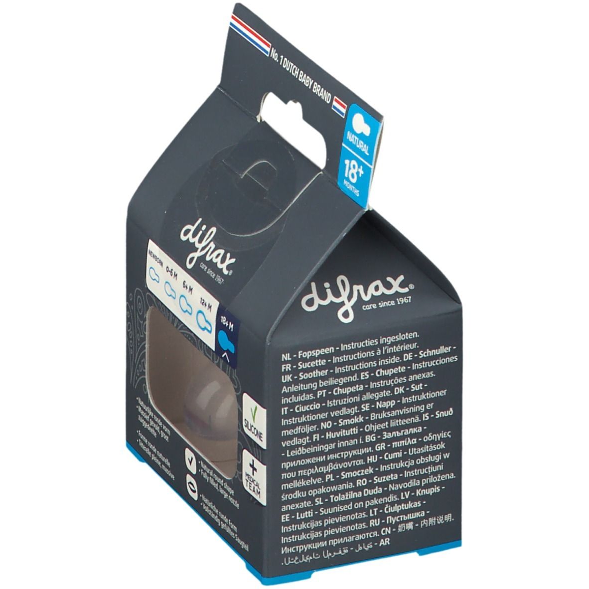 Difrax Fopspeen Brick Natural 18 Maanden+