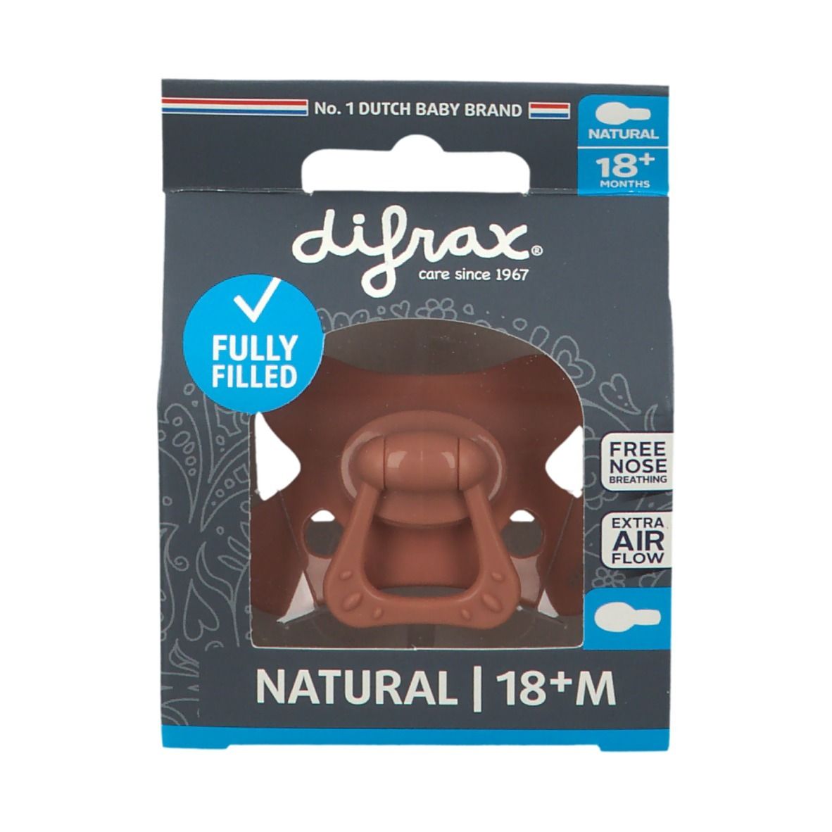Difrax Fopspeen Brick Natural 18 Maanden+