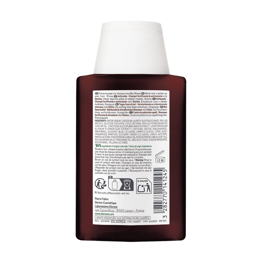 KLORANE Shampoo Kinin & Edelweiss Bio, dos, 100 ml.
