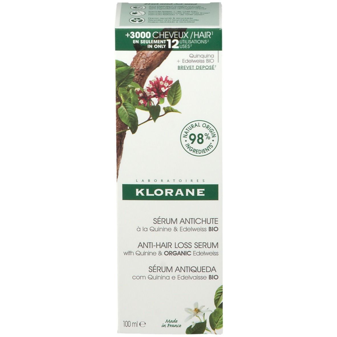 Klorane Sérum Antichute Quinine & Edelweiss Bio Nouvelle Formule
