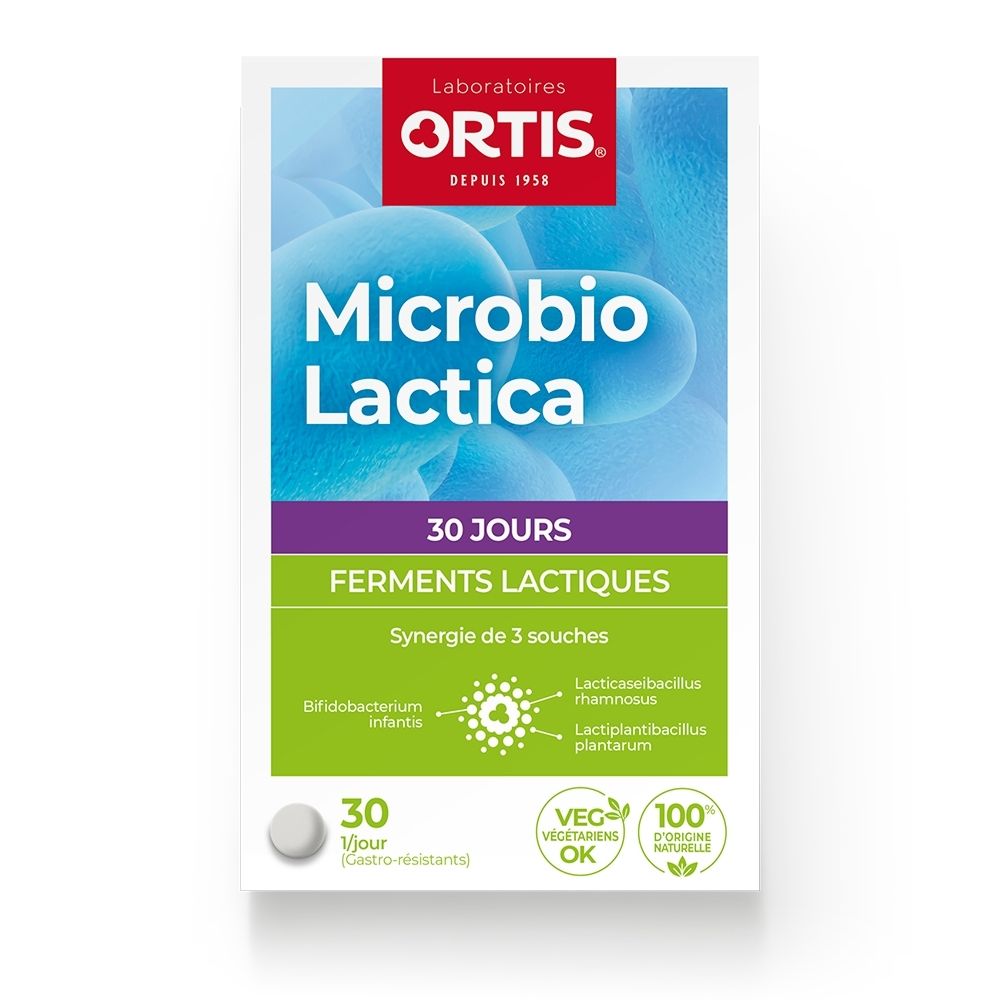 Boîte de 30 capsules de ferments lactiques ORTIS Microbio Lactica.
