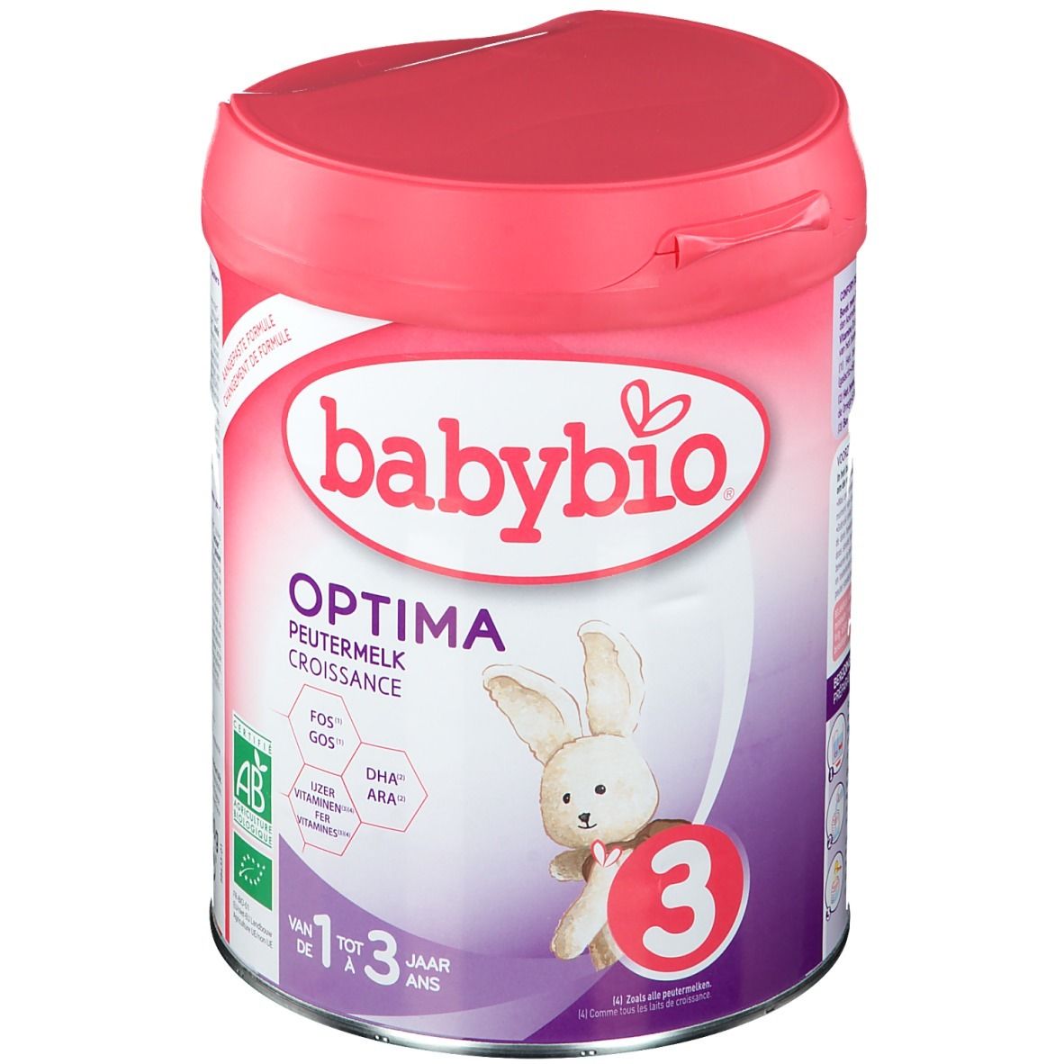 Babybio Optima 3 – Lait Infantile Bio au Bifidus et Galacto-Oligosaccharides – de 1 à 3 Ans