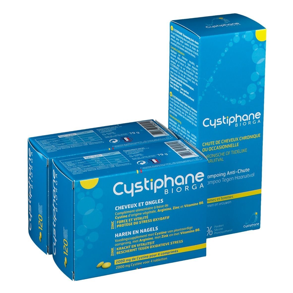 Cystiphane Haar en Nagels + Shampoo Anti-Haaruitval 200 ml GRATIS